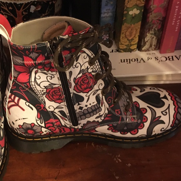 Sugar skull combat boots - Picture 2 of 4